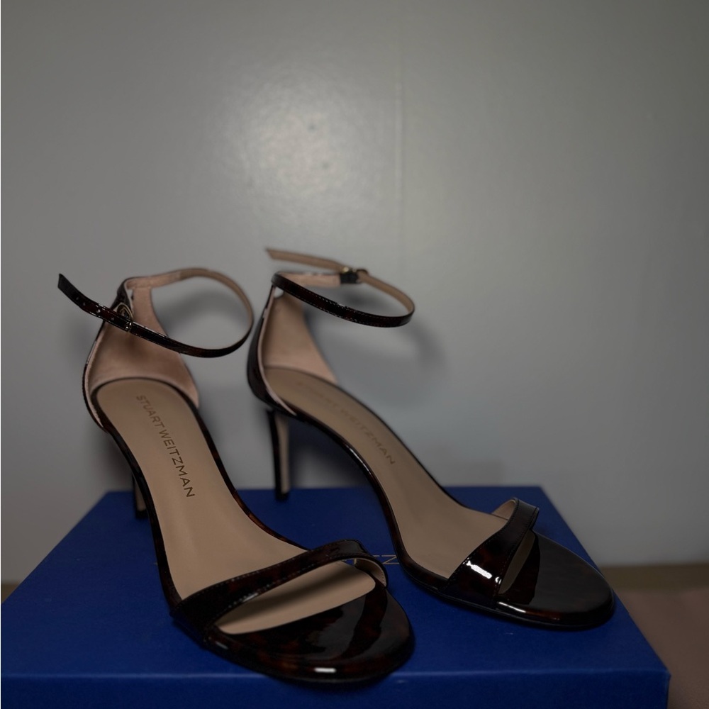 Stuart Weitzman Dark Brown Ankle Strap Heels